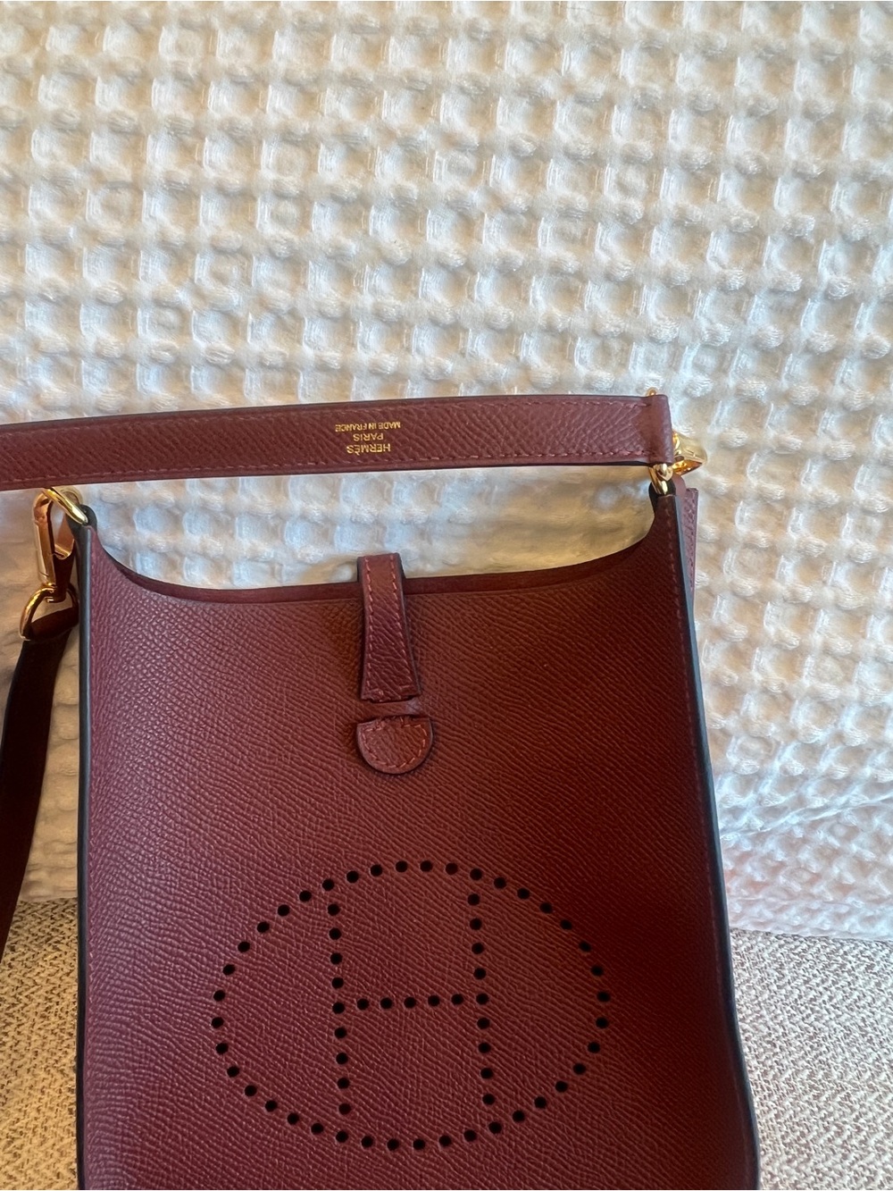 Hermes Evelyne Crossbody Bag Sellier 16 Beau epsom Leather Rouge H RARE - Picture 2 of 5